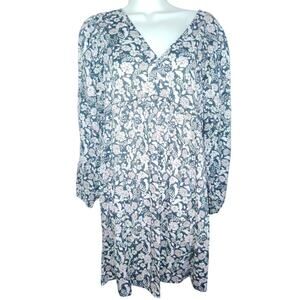 Old Navy Black Floral V-Neck Blouse Women’s SM Long Sleeve Lightweight Top